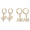 2 Pairs 2 Style Clear Cubic Zirconia Word Yes & No Dangle Leverback Earrings Sets EJEW-JE05272-1