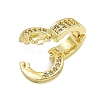 Rack Plating Round Ring Brass Micro Pave Clear Cubic Zirconia Twister Clasps KK-F876-07G-02-2