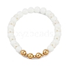 Ion Plating(IP) 304 Stainless Steel & Round Glass Beaded Stretch Bracelets for Women Men BJEW-M046-05G-4