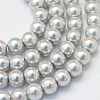 Baking Painted Pearlized Glass Pearl Round Bead Strands X-HY-Q330-8mm-62-1