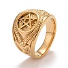 Ion Plating(IP) 304 Stainless Steel Pentagram Chunky Finger Ring for Women RJEW-A005-03G-1