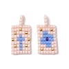 2 Pcs Glass Seed Bead Pendants PALLOY-MZ00246-03-1