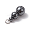 Synthetic Non-magnetic Hematite Round Beaded Pendants PALLOY-JF02867-05-4