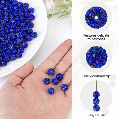 200Pcs Pave Disco Ball Beads RB-PA0001-11C-1