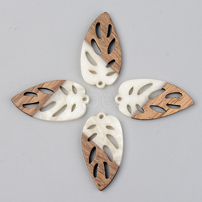 Opaque Resin & Walnut Wood Pendants RESI-S389-048A-C04-1