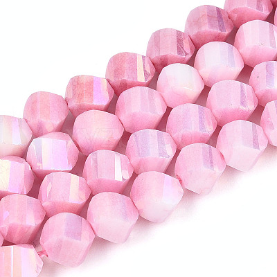 Anti-Tarnish Electroplate Glass Beads Strands GLAA-T025-8mm-14I-1