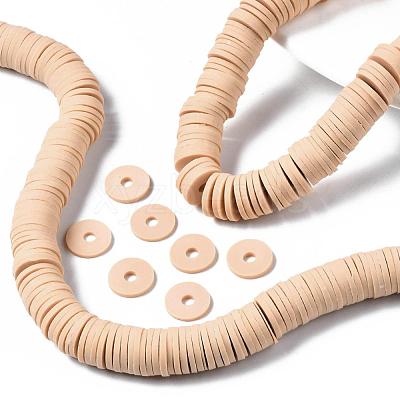 Flat Round Handmade Polymer Clay Beads CLAY-R067-12mm-53-1