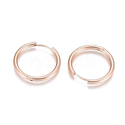 Ion Plating(IP) 304 Stainless Steel Huggie Hoop Earrings EJEW-G272-01-20mm-RG-1