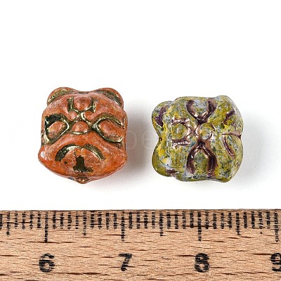 Picasso Baking Paint and Golden Metal Enlaced Glass Beads DGLA-T004-46M-1