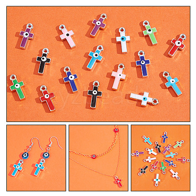 64Pcs 16 Colors CCB Plastic Enamel Pendants CCB-PH0001-23-1