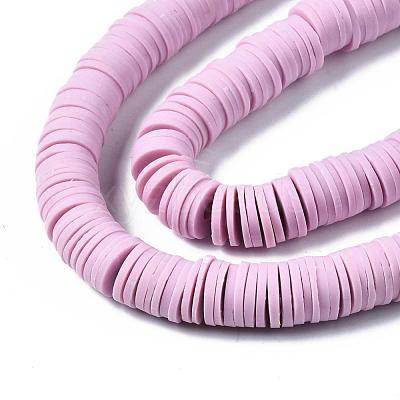 Flat Round Handmade Polymer Clay Beads CLAY-R067-10mm-26-1