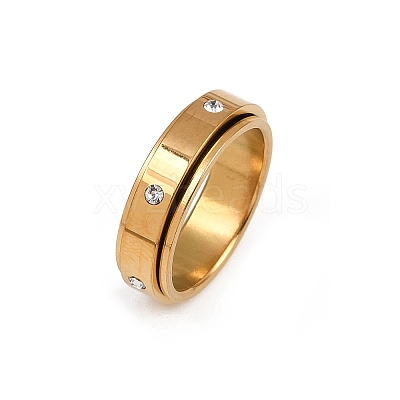 304 Stainless Steel Rhinestone Rotating Finger Rings RJEW-A074-01A-G-1
