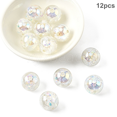 12Pcs Transparent Inner Flower Acrylic Beads RESI-YW0004-86A-1
