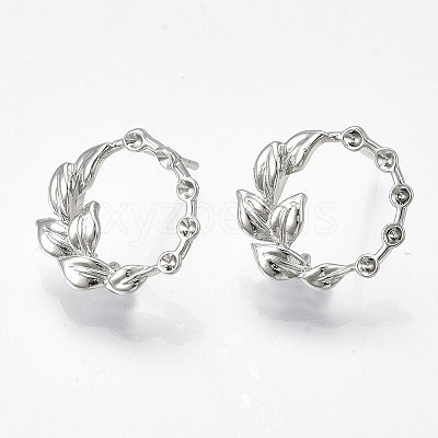 Brass Stud Earring Rhinestone Settings X-KK-S350-413P-1
