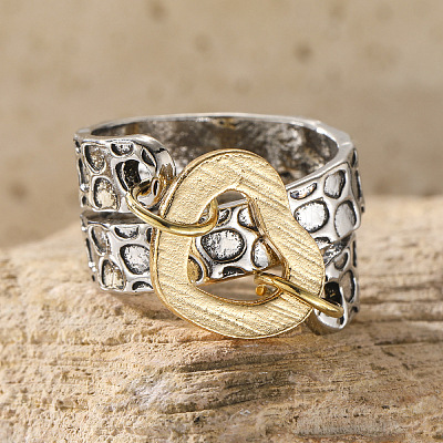 Hammered Alloy Finger Link Rings for Women FS-WG9B92C-04-1