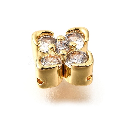 Brass Micro Pave Cubic Zirconia Beads KK-D356-03C-G-1