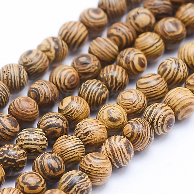 Natural Wenge Wood Beads Strands WOOD-P011-05-8mm-1