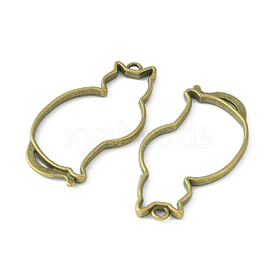Tibetan Style Alloy Kitten Open Back Bezel Pendants TIBEP-5376-AB-FF-1