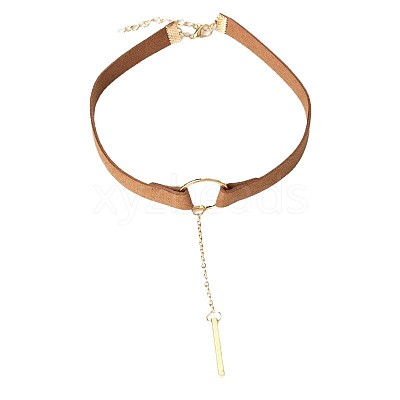 Black Velvet Choker Brass & Iron Rectangle Pendant Necklaces for Women FS-WGDB652-02-1