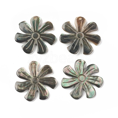 Natural Black Lip Shell Pendants SSHEL-T012-10-1