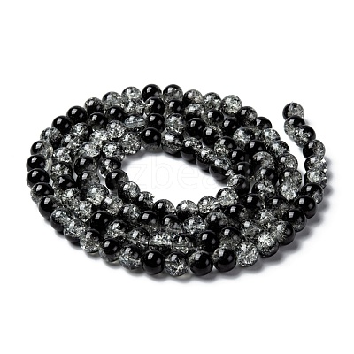 Spray Painted Crackle Glass Beads Strands CCG-Q002-8mm-11-1