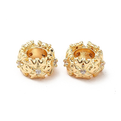 Brass Micro Pave Cubic Zirconia European Beads X-KK-M233-44G-1