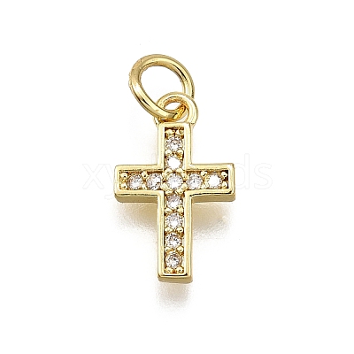 Brass Micro Pave Cubic Zirconia Pendants KK-Z100-39G-03-1