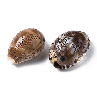 Printed Natural Cowrie Shell Beads SSHEL-Q314-001-1