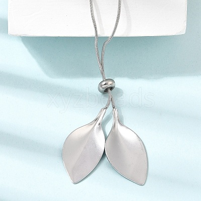 Adjustable 304 Stainless Steel Leaf Pendant Lariat Necklaces for Women SA-CBAB727-03P-1