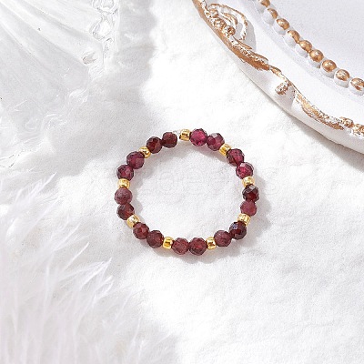 Natural Mixed Stone Beaded Stretch Rings for Women RJEW-JR00868-1