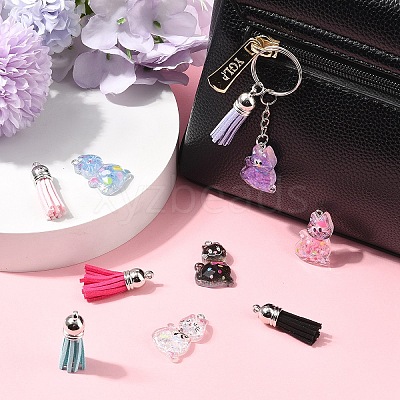 DIY Resin Cat Pendant Keychian Making Kits DIY-YW0013-16-1
