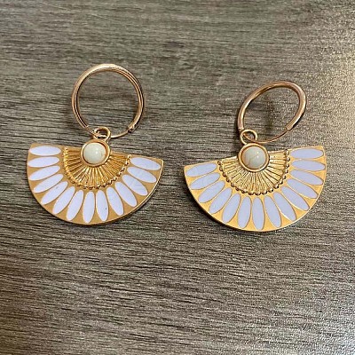 Alloy Enamel Fan Hoop Earrings FS-WGDB6C8-02-1
