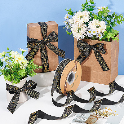 Single Face Hot Stamping Polyester Satin Ribbon SRIB-WH0001-02B-1
