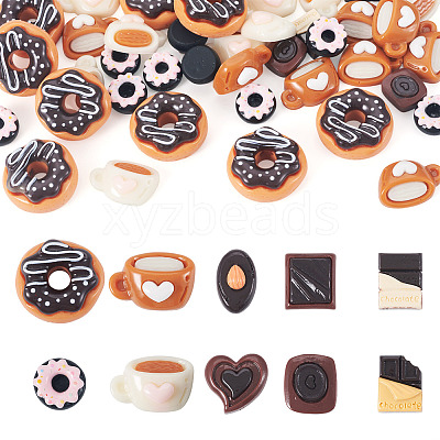 50Pcs 5 Styles Opaque Resin Imitation Food Cabochons CRES-TA0001-57-1