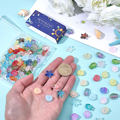 120Pcs 3 Styles Baking Paint and Golden Metal Enlaced Glass Beads DGLA-SC0001-08-1