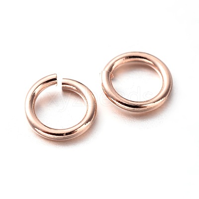 Eco-Friendly PVD Vacuum Plating & Long-Lasting Plated Brass Open Jump Rings X-KK-E663-4mm-RG-1
