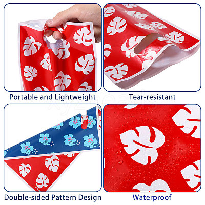 10Pcs Printed Leaf Platic Gift Storage Bags with Die Cut Hole Handles ABAG-WH0048-65-1