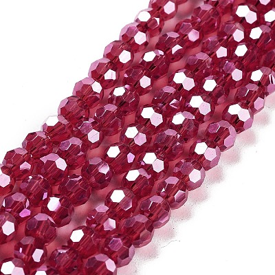 Electroplate Transparent Glass Beads Strands EGLA-A035-T6mm-A07-1
