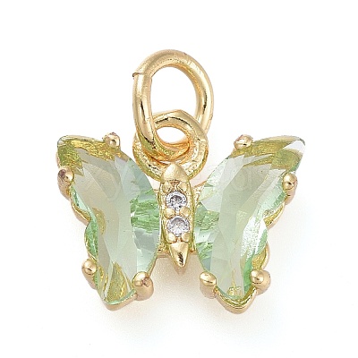 Brass Micro Pave Clear Cubic Zirconia Pendant ZIRC-P079-B01-12-1