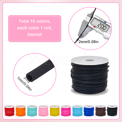 50M 10 Colors Hollow Pipe PVC Tubular Synthetic Rubber Cord RCOR-SC0001-02-1