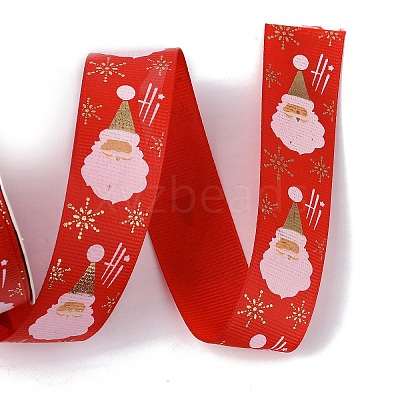 25 Yards Flat Christmas Theme Printed Polyester Grosgrain Ribbon OCOR-C004-04A-1