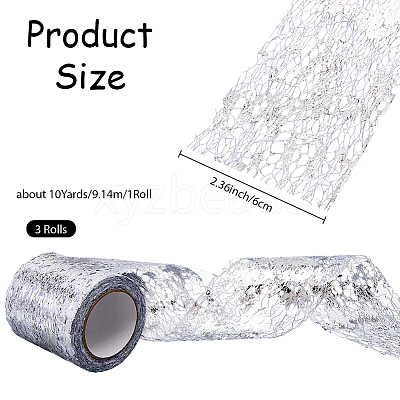 3 Rolls Polyester Lace Trims Ribbons for Sewing Decoration OCOR-SP0001-32B-1