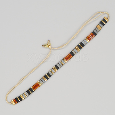 Vintage Ethnic Style Adjustable Glass Tila Beaded Handmade Slider Bracelets for Women ZN9527-8-1