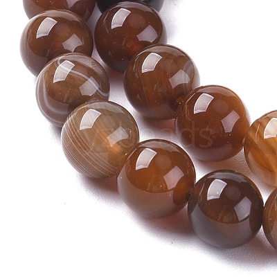 Natural Striped Agate/Banded Agate Beads Strands G-G582-8mm-55-1