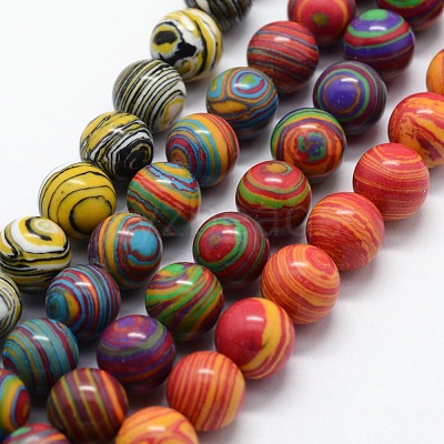 Synthetic Malachite Beads Strands G-I199-32-6mm-1