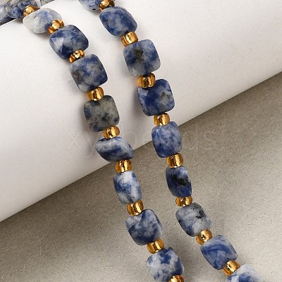 Natural Blue Spot Jasper Beads Strands GG-CBA96AE-A09-6x6mm-1