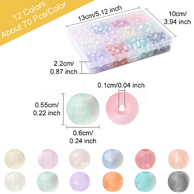 840Pcs 12 Colors Frosted Crackle Glass Beads GLAA-FS0002-17-1