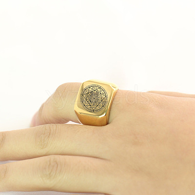 The Seven-Pointed Star Pattern 304 Stainless Steel Finger Rings FS-WGB7142-16-1