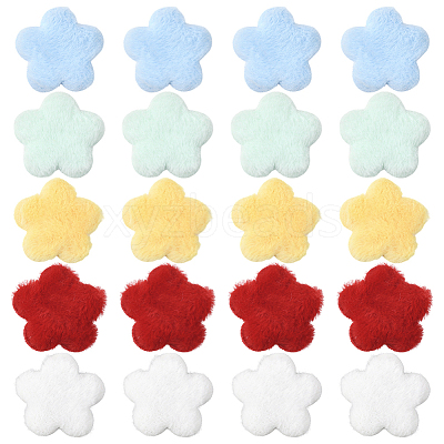 50Pcs 5 Colors Single Face Wool Fibre Cabochons FIND-SC0020-33-1