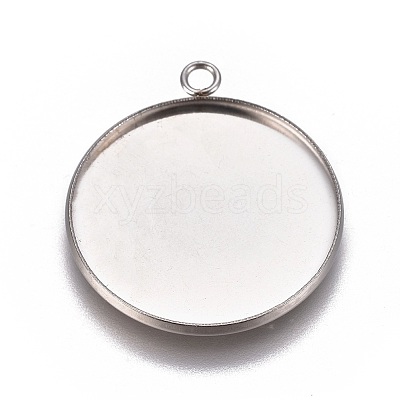 Tarnish Resistant 304 Stainless Steel Pendant Cabochon Settings X1-STAS-G127-13-25mm-P-1